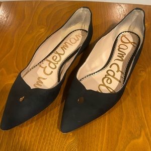 Sam Edelman Riza Black Suede Pointed Scalloped Ballet Flats